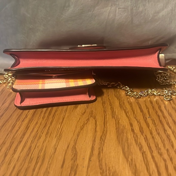 Coach Poppy Crossbody With Garden Plaid Print Gold/Taffy Multi - Picture 6 of 7